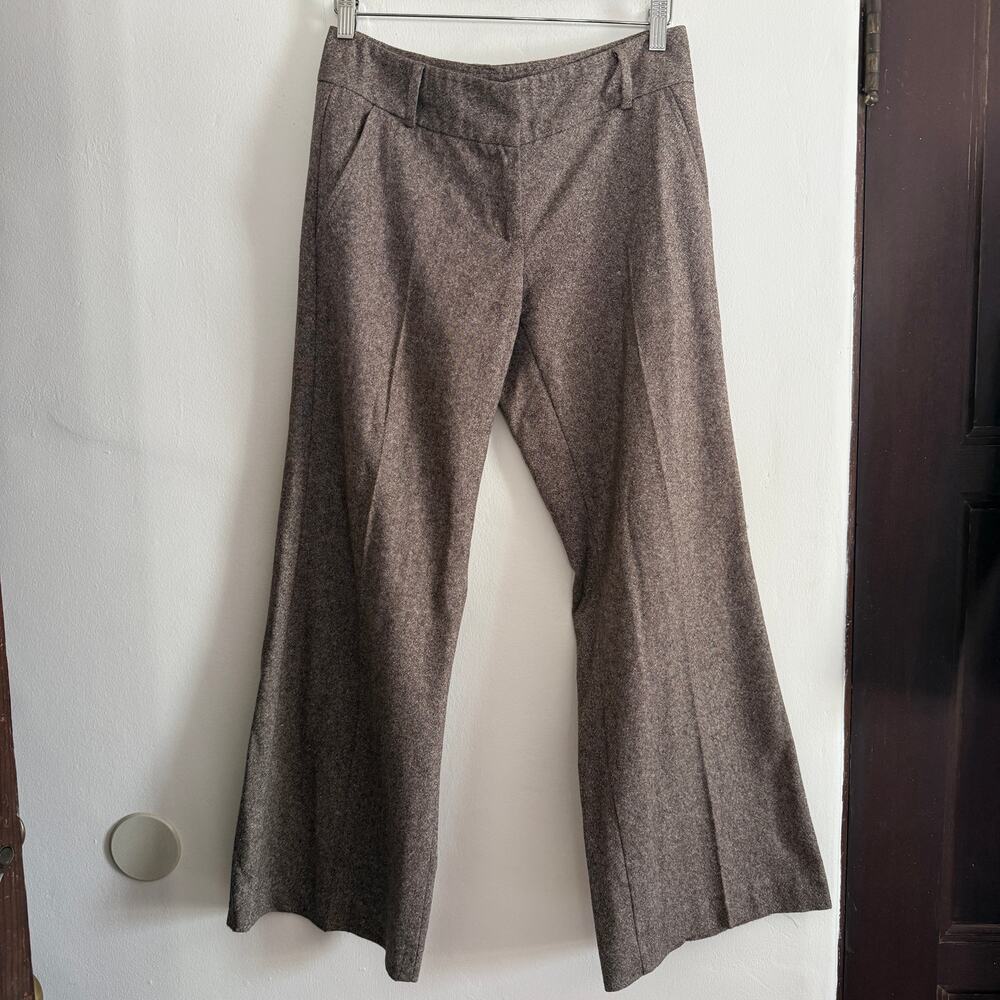 Y2K Vintage United Colors of Benetton Brown Tweed Wide Leg Low Rise Trousers 42